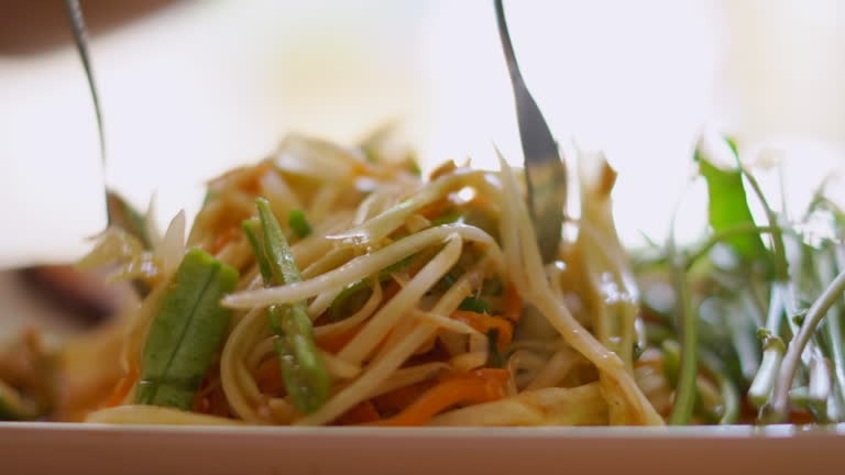 Homemade Isaan Style Papaya Salad Street Food Style