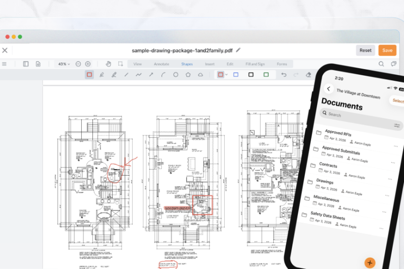 Raken document storage feature for construction.