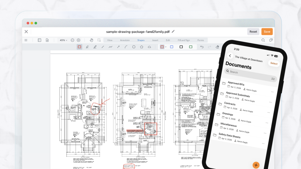 Raken document storage feature for construction.